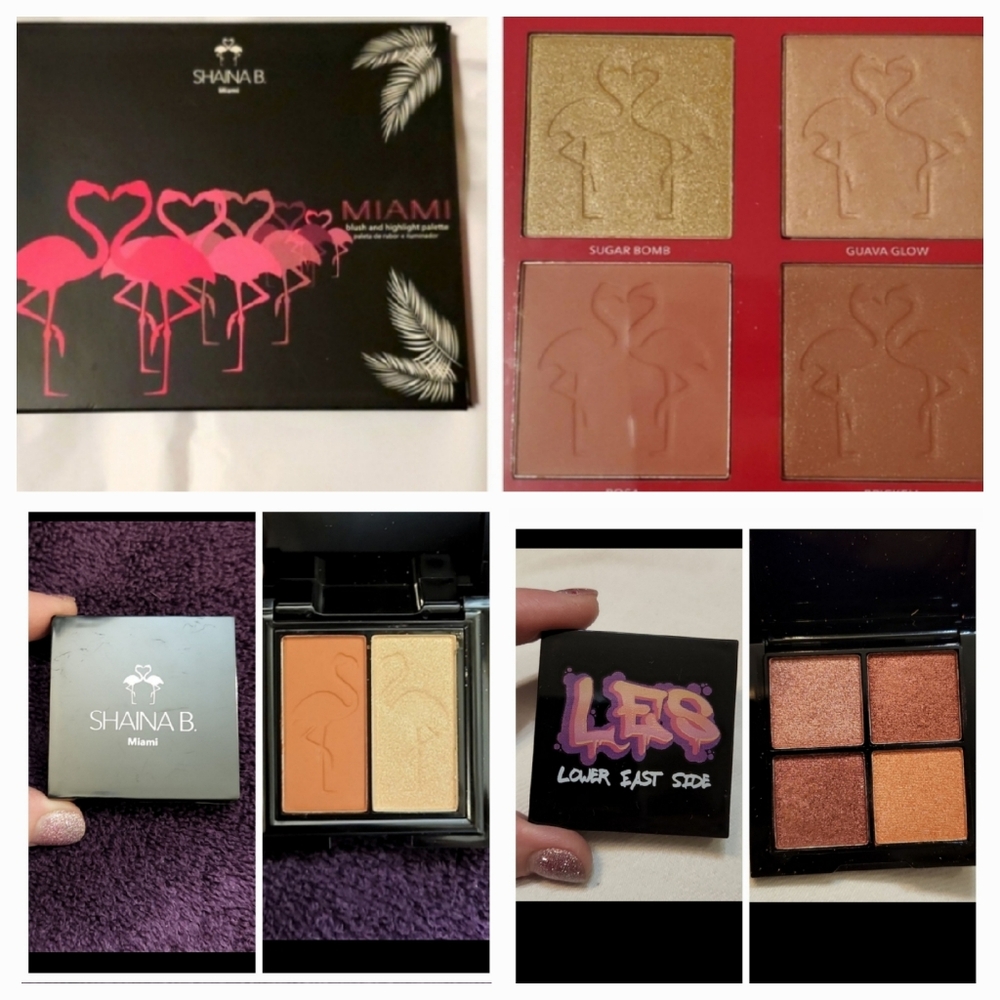 3 items - LES Eyeshadow Pallet, Shaina B Eye Shadow, Shaina B Highlight palette